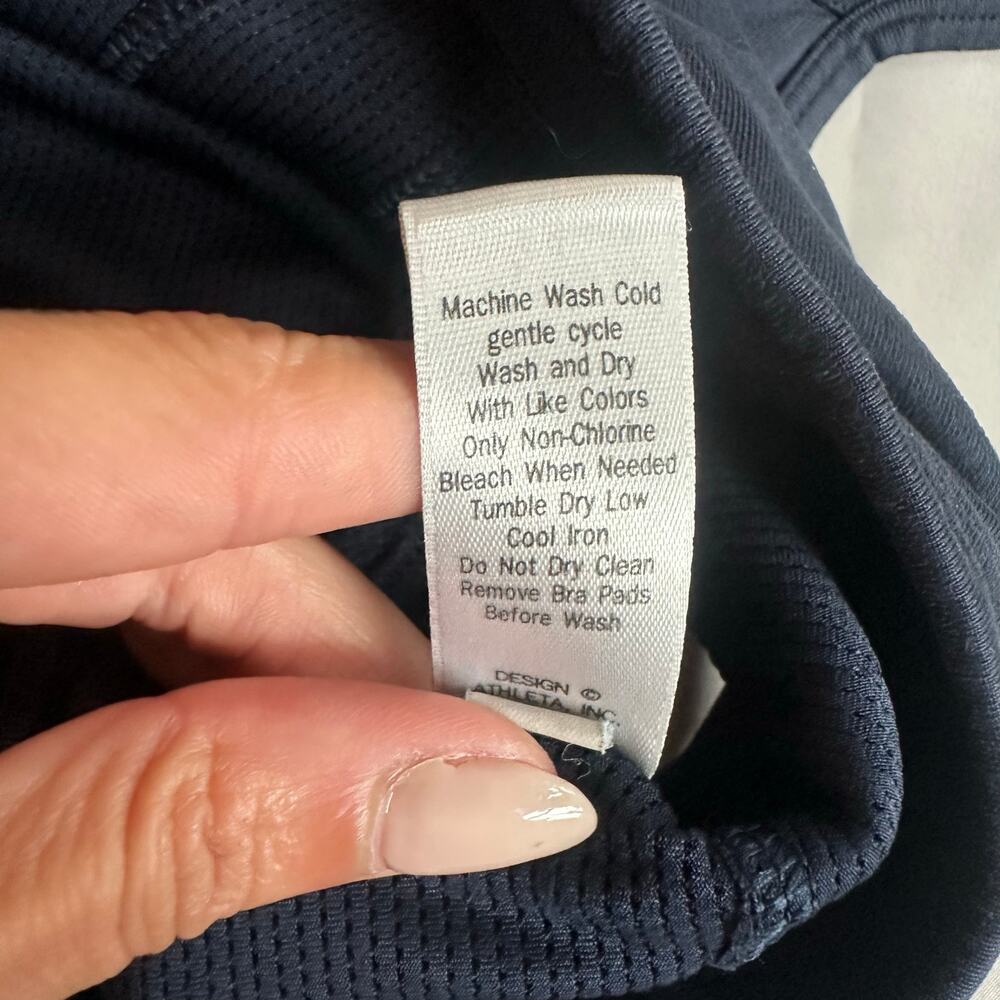 Athleta Navy, Ribbed, Razor Back, Unpadded, Sports Bra- M - Picture 5 of 8